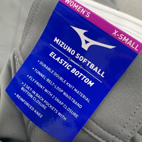 Brand New! Mizuno Softball Gray Pants X-Small Polyester & Cotton Mid Rise Sport - Picture 5 of 12